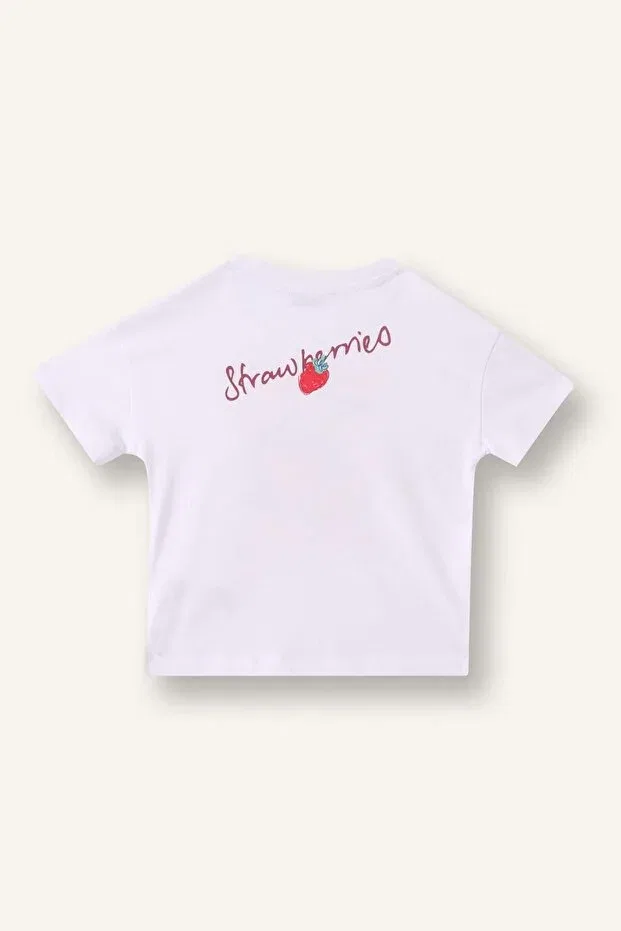 Детская футболка для девочек хлопковая Relax fit combed cotton short sleeve purple white t-shirt baby girl h8231a526sm Defacto, White-Wt36 — фото 3