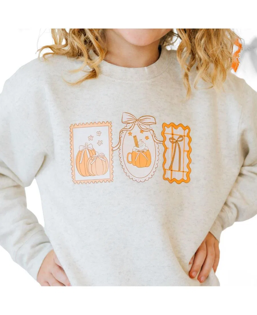 Свитшот с длинным рукавом Pumpkin Cameo Sweet Wink, Natural Heather — фото 3