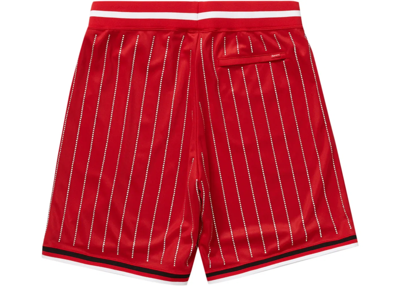 Мужские шорты с принтом Supreme Rhinestone Stripe Basketball Short, Red — фото 2