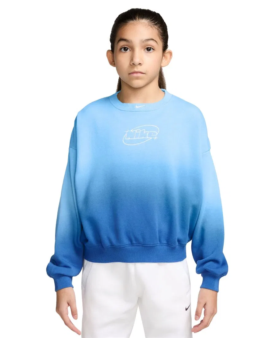 Свитшот женский из флиса с боксовым кроем Sportswear Studio Nike, Football Blue/White