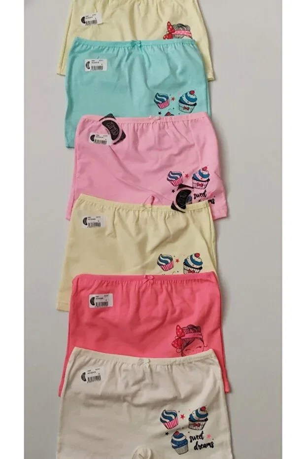 Детские боксеры для девочек с принтом 6-pack Gümüş Iç Çamaşir, Cream/Pink/Yellow/Blue/Orange/Yellow — фото 2