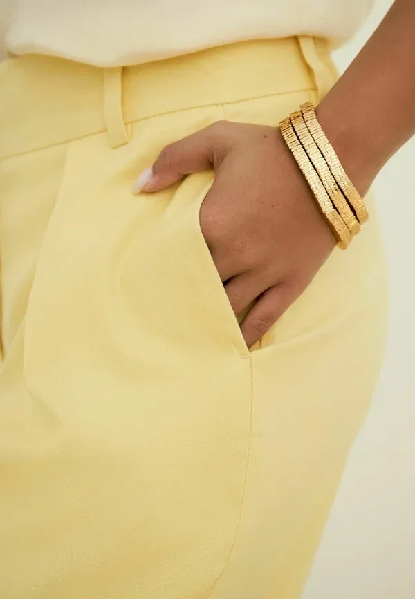 Брюки из вискозы с льном Elastic back wide leg, Next, yellow, желтый — фото 2