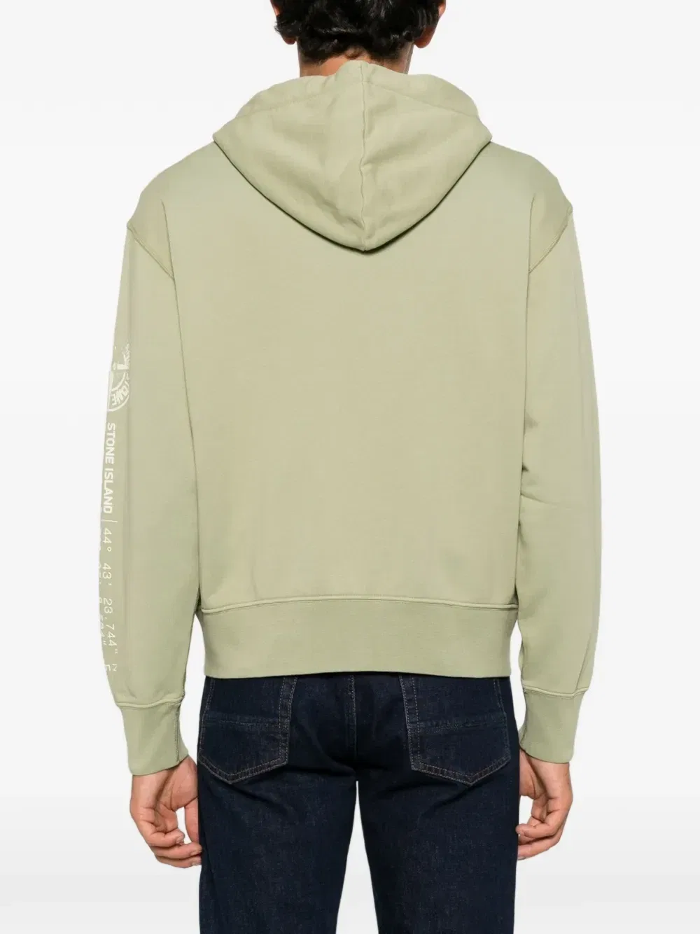 Худи на молнии с логотипом Stone Island, зеленый — фото 4