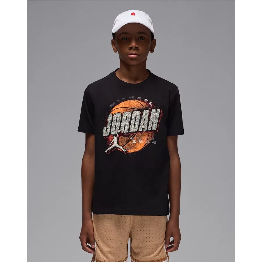Детская футболка Nike с принтом Jordan Jdb Distressed Chrome, Черный