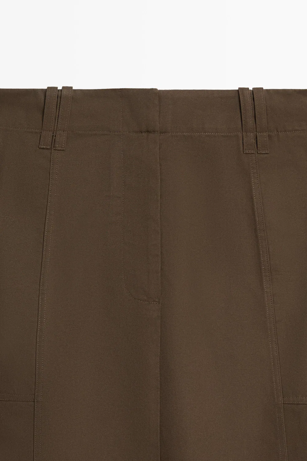 Юбка Massimo Dutti, миди-длина, из хлопка, коричневый — фото 4