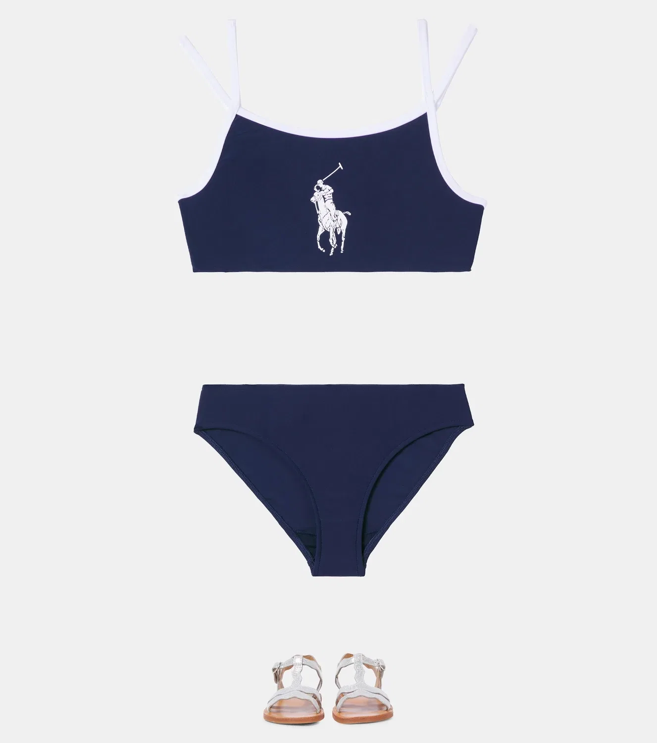 Раздельный купальник с логотипом, комплект из 2 предметов, Polo Ralph Lauren Kids, синий — фото 2