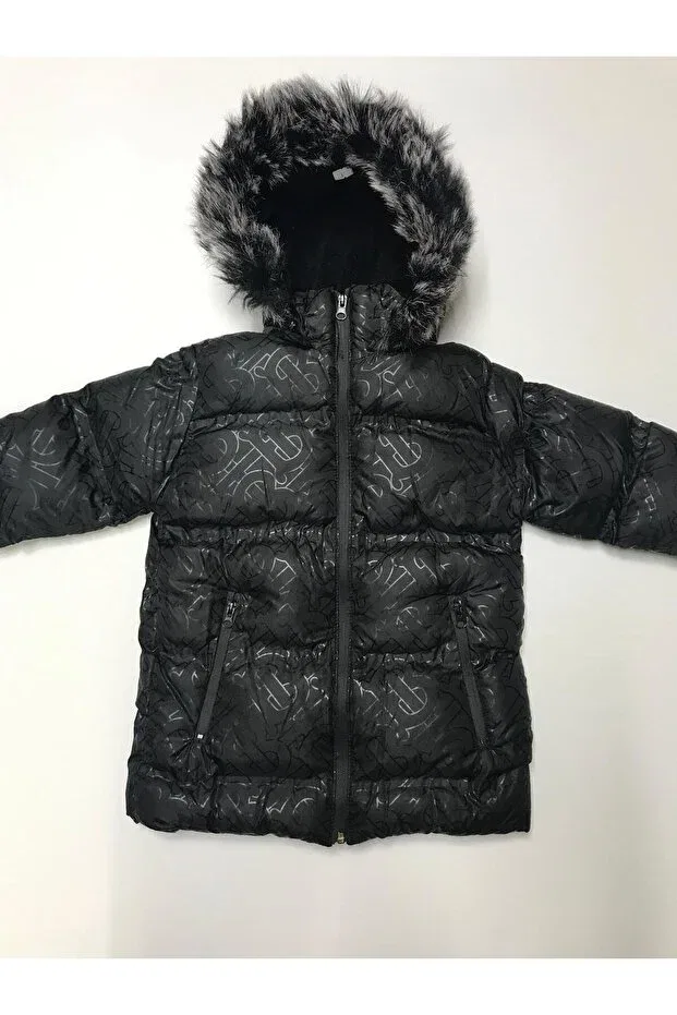 Детское зимнее пальто для девочек с капюшоном Baby Slon Kids Clup, Black — фото 2