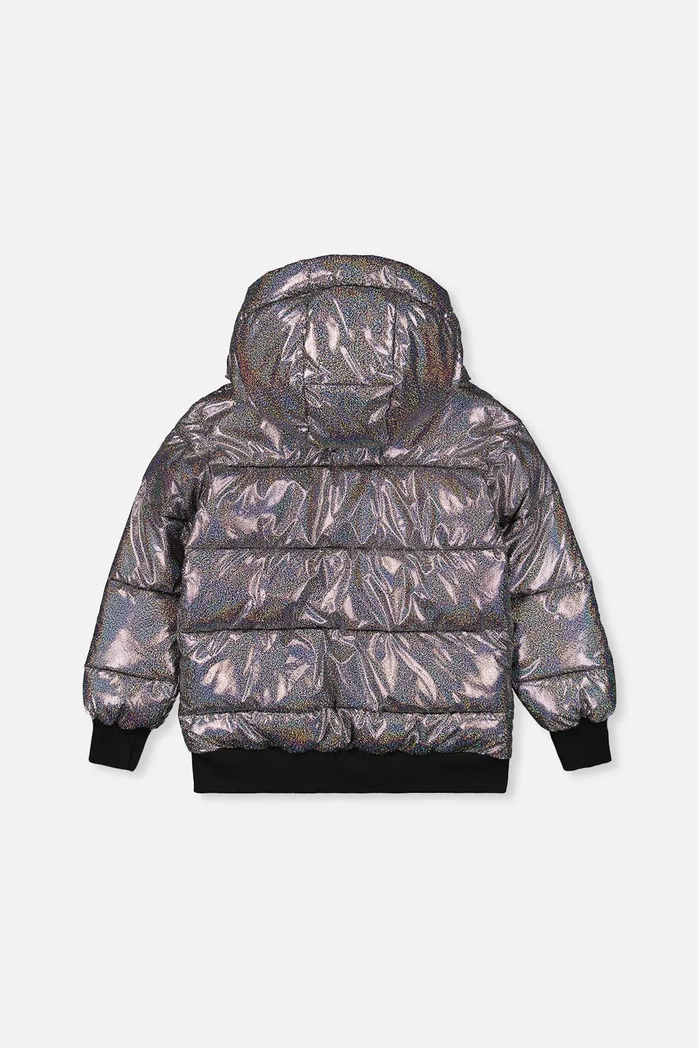 Детская зимняя куртка пуховая с блеском модель Winter Puffy Jacket Deux par Deux, Black Glitter — фото 2