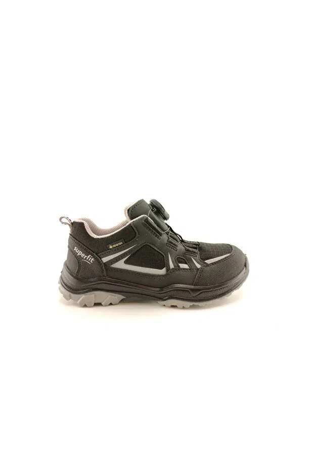 Детские туфли для девочек на шнуровке из искусственной кожи Superfit, Black/Light Gray
