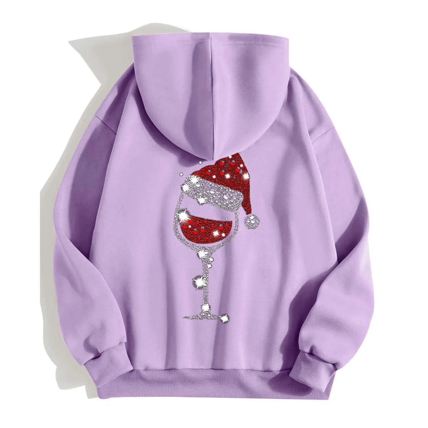 Женское худи с принтом Fashion Christmas Printed Zipper Long Sleeve Pocket Drawstring Casual Sport Hoodie, Viola chiaro — фото 4
