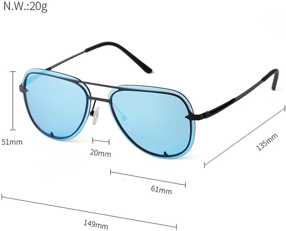 

Ретро-классические солнцезащитные очки с двойной перемычкой для мужчин и женщин, винтажные, модные, с зеркальными линзами, увеличенного размера TKKTLLT, C5