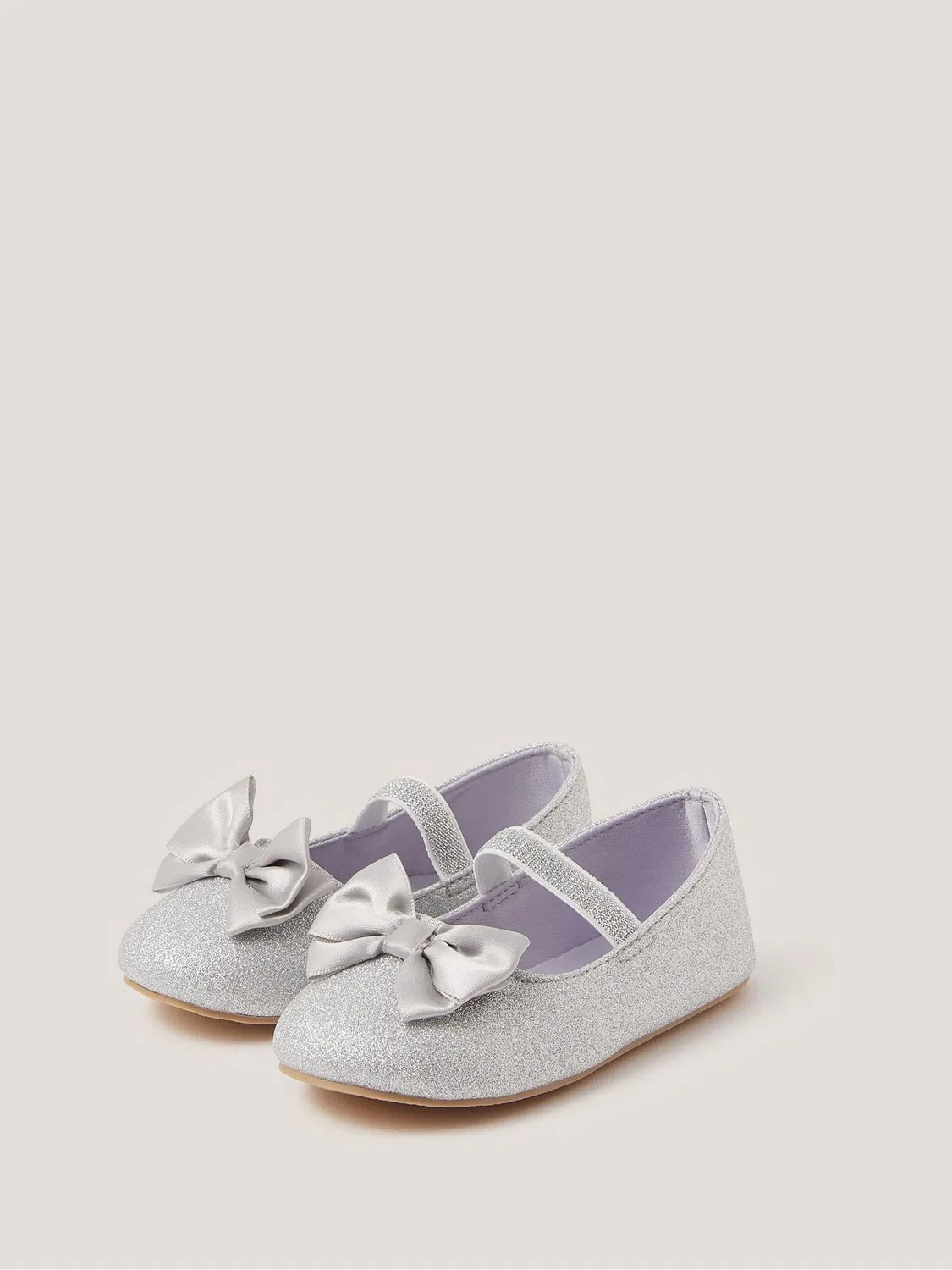 Пинетки Monsoon Silver Baby Bow Glitter Walker Shoes, серебристый — фото 2