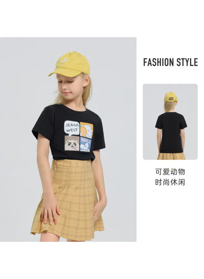 Футболка с принтом животных хлопковая Jeanswest, черный — фото 2