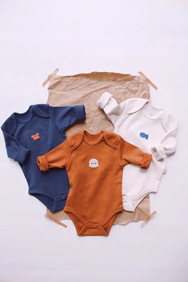 Детское боди-комплект с вышивкой Basics Ohlalakoala, Cinnamon-Indigo-Cream