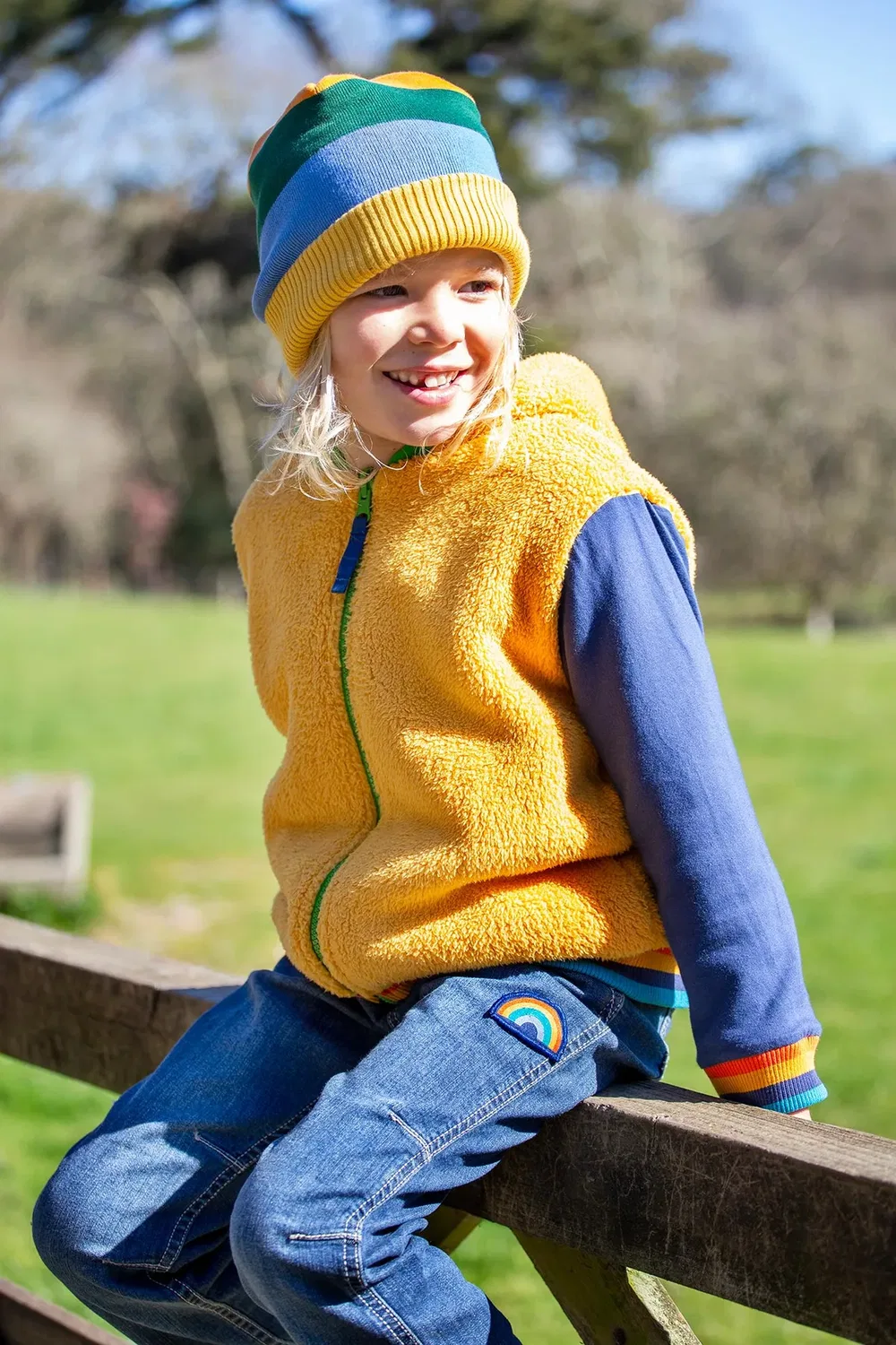 Детский реверсивный худи Helston Frugi, Yellow — фото 2