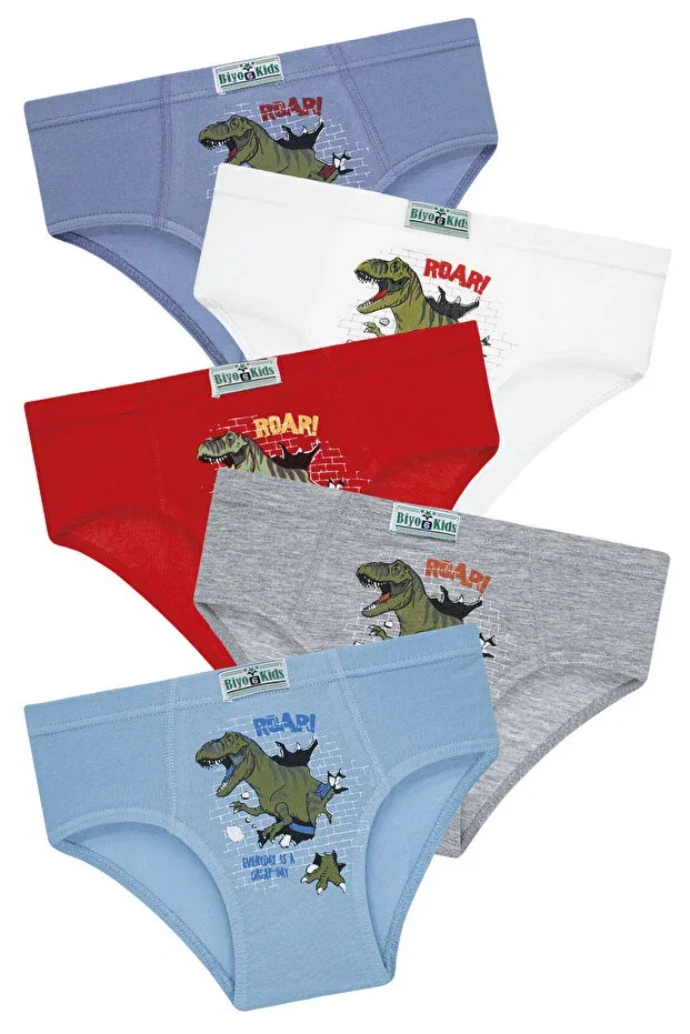 Детские трусы для мальчиков с принтом Dinosaur Biyokids, Mixed Colored — фото 3