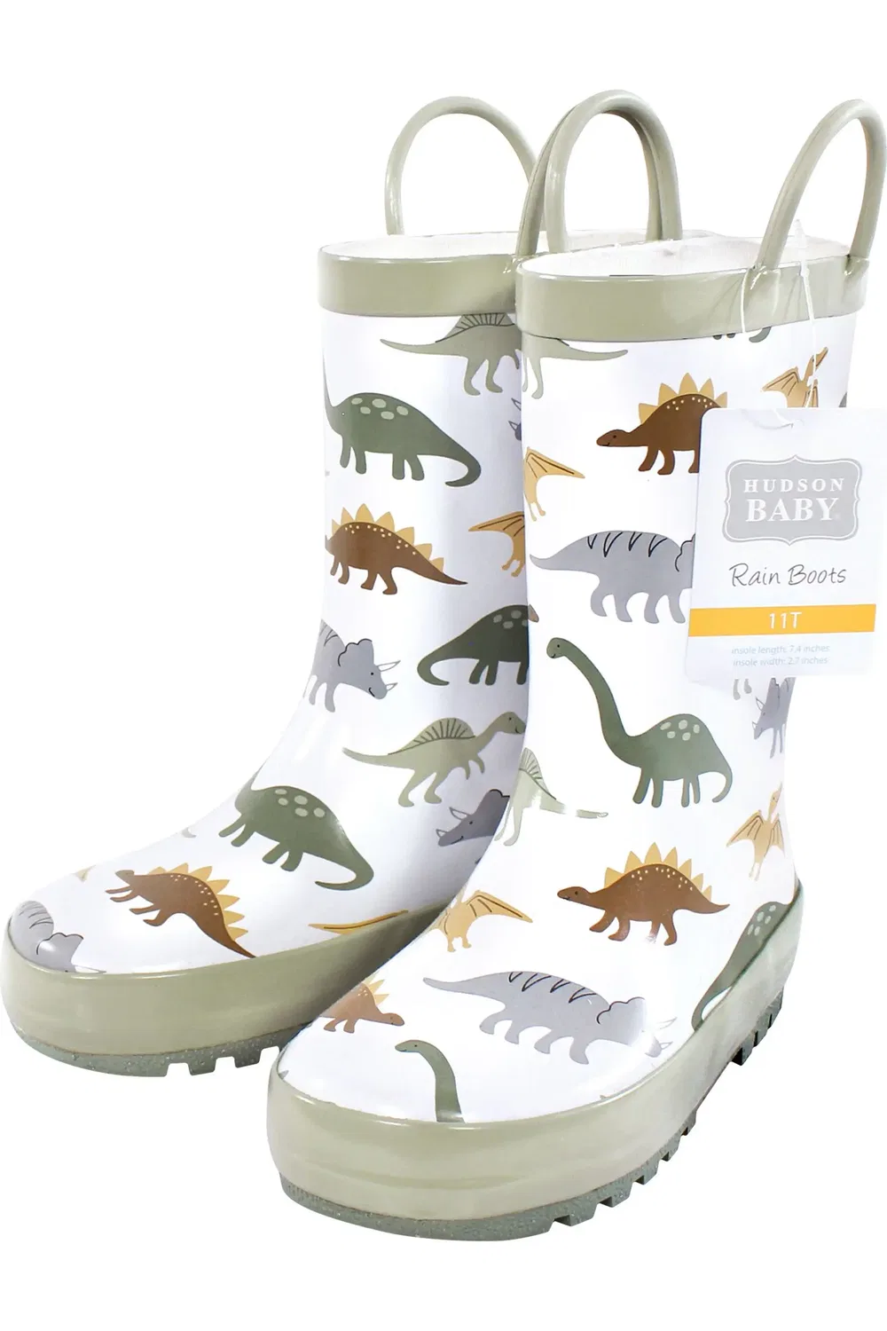 Детские сапоги дождевые водонепроницаемые Hudson Baby, Neutral Sage Dinosaurs — фото 2