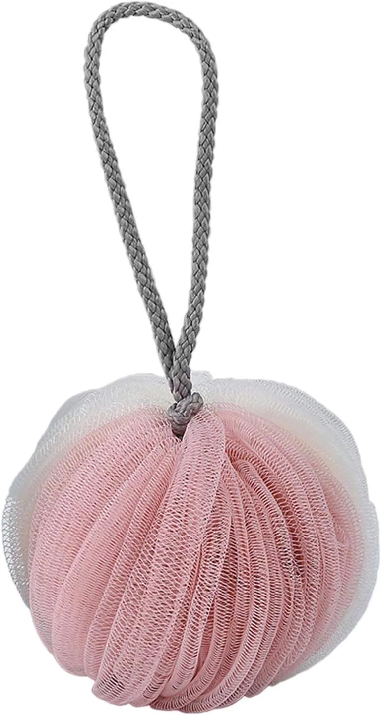 Мочалка для душа Mesh Pouf, PE, 25x14 см, Beige and Pink Generisch
