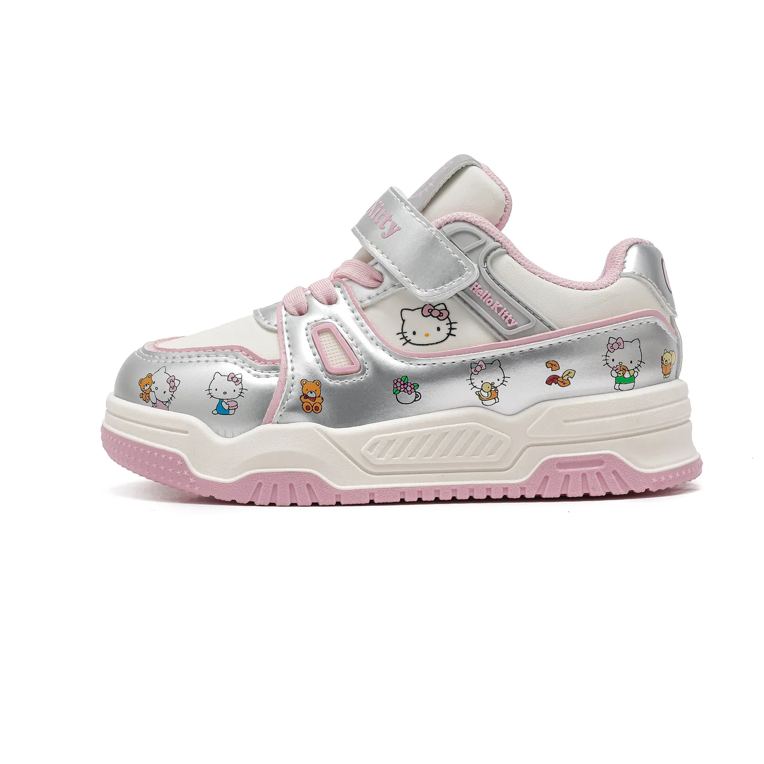 Детские повседневные кроссовки с Hello Kitty, Sanrio, Beige/Silver/Pink