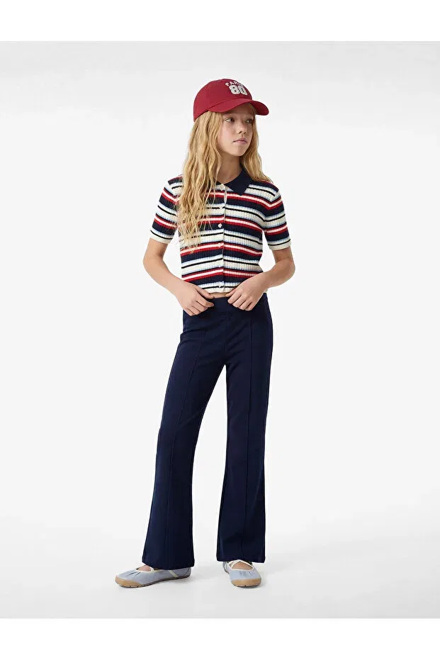 Детские брюки для девочек зауженные клеш Koton, Navy Blue