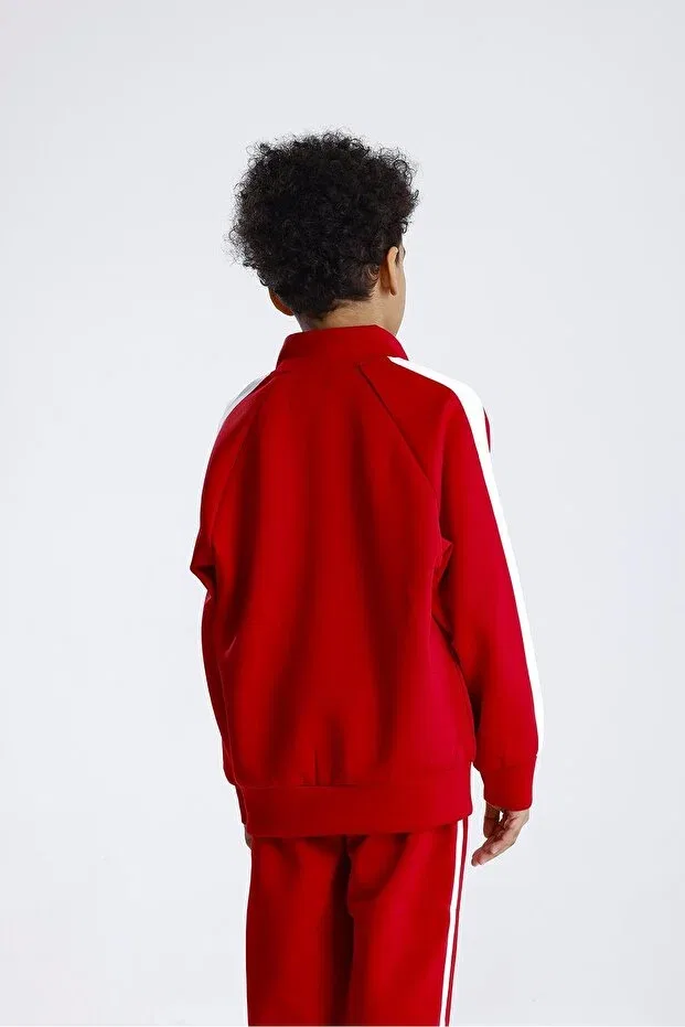 Детский спортивный костюм для девочек с принтом Scuba Zippered Set Miababy, Red — фото 4