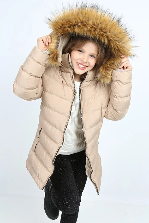 Детское пальто для девочек с капюшоном Transacoustic, Beige
