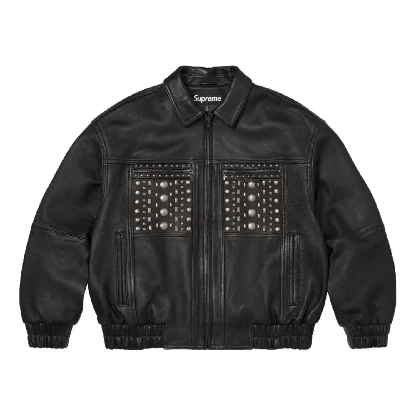 Мужская кожаная куртка с шипами Supreme SS26 Multi Studded Leather Jacket, черный