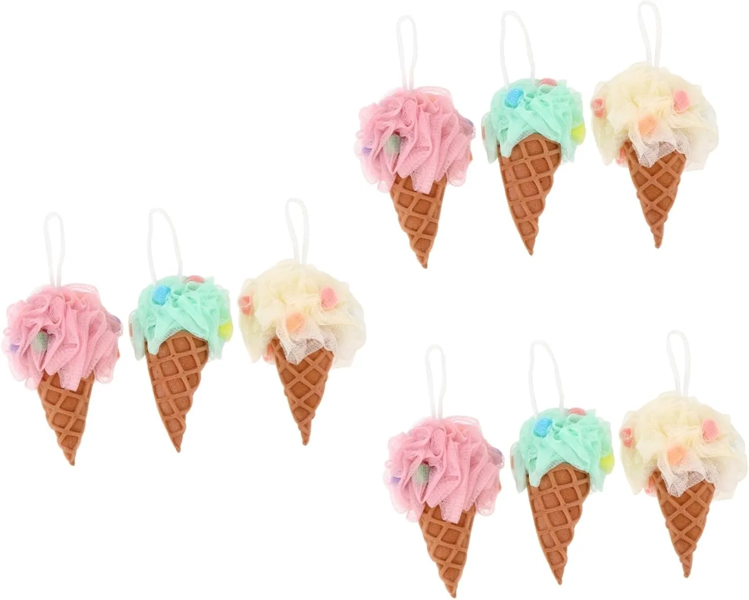 Мочалка для душа Ice Cream, Housoutil, набор 9 шт, 20x14x24 см