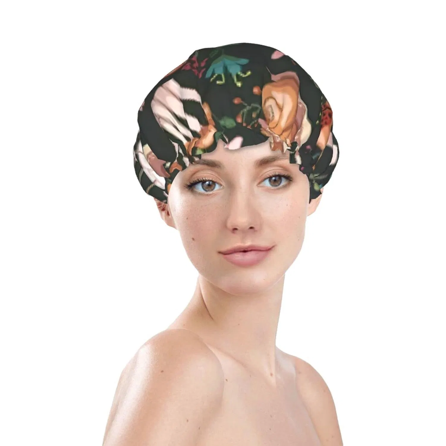 Шапочка для душа Mushroom Snail Butterfly Pattern, Lsjuee, 1 шт, 4.3x10.6 дюйма — фото 3