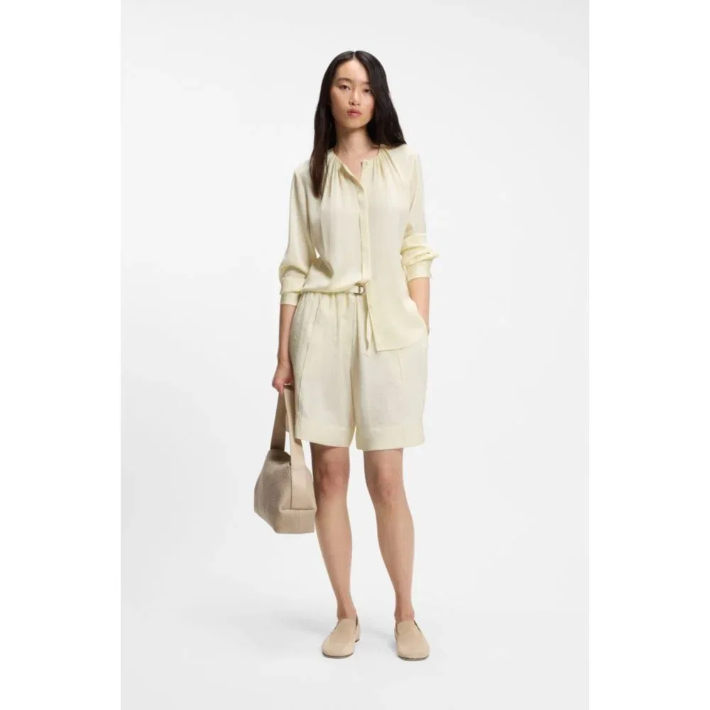 Женские шорты-бермуды широкие с эластичным поясом BOSS, Light Beige — фото 2
