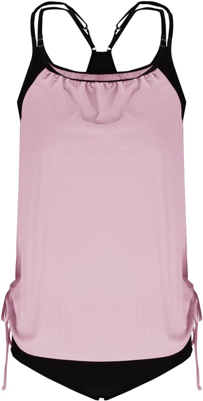 Женский танкини-комплект с утяжкой живота, Double Up, Pink — фото 4