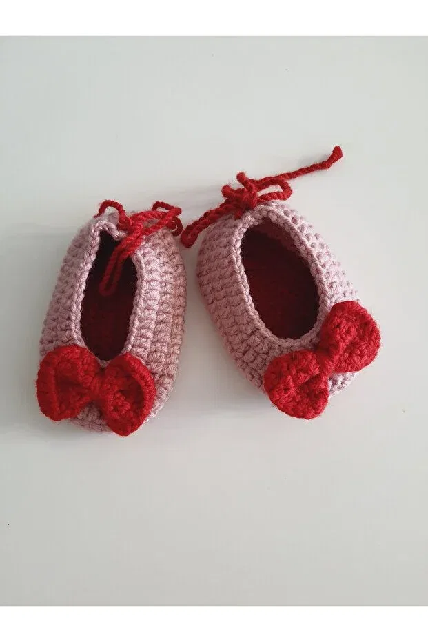 Детские пинетки для новорожденных вязаные Handmade baby booties Atölye Hamarat, Dark Pink