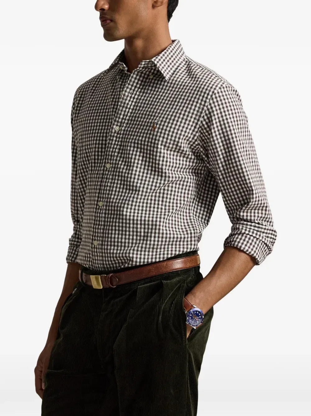 Клетчатая рубашка оксфорд POLO RALPH LAUREN, зеленый — фото 4