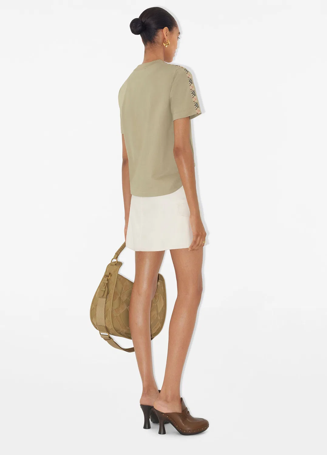 Футболка Burberry Tal Trim, женская, хаки — фото 4