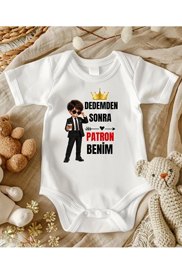 Детское боди для новорожденных с принтом Grandpa written bodysuit named baby grandpa gift Lupi, Anthracite - Taba