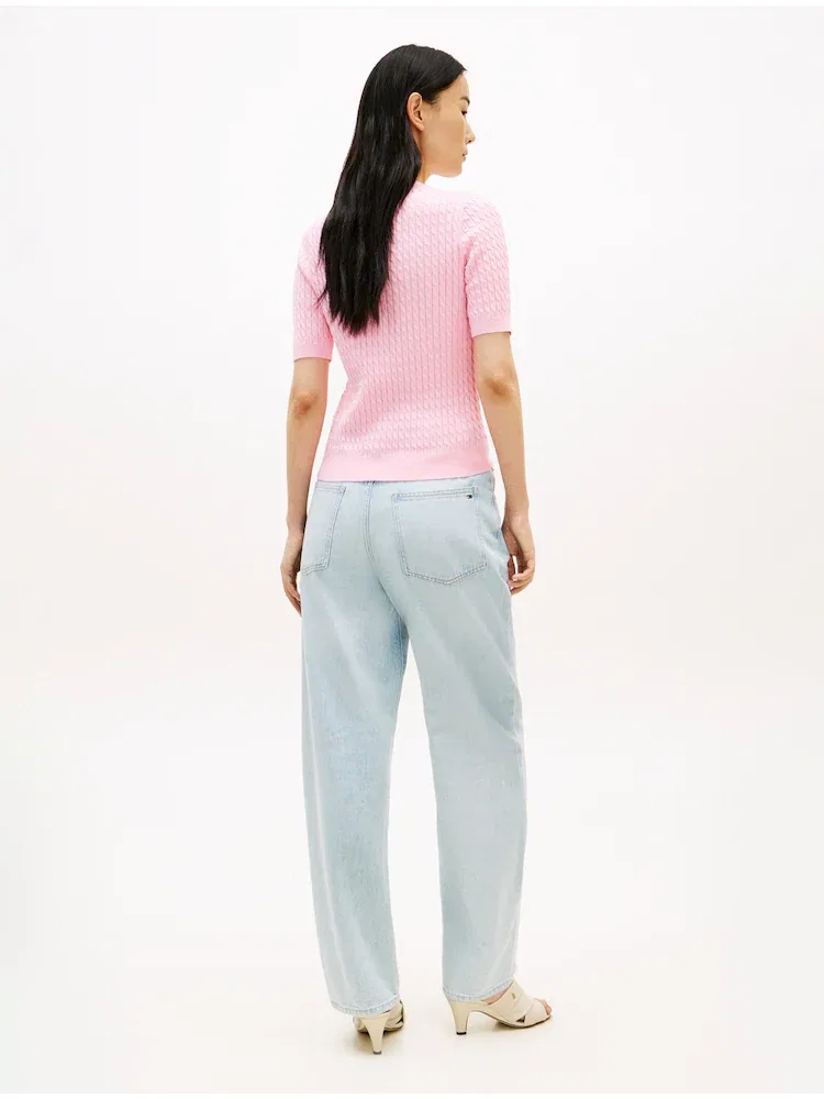 Свитер женский с кабельным узором TOMMY HILFIGER, Light Pink — фото 3