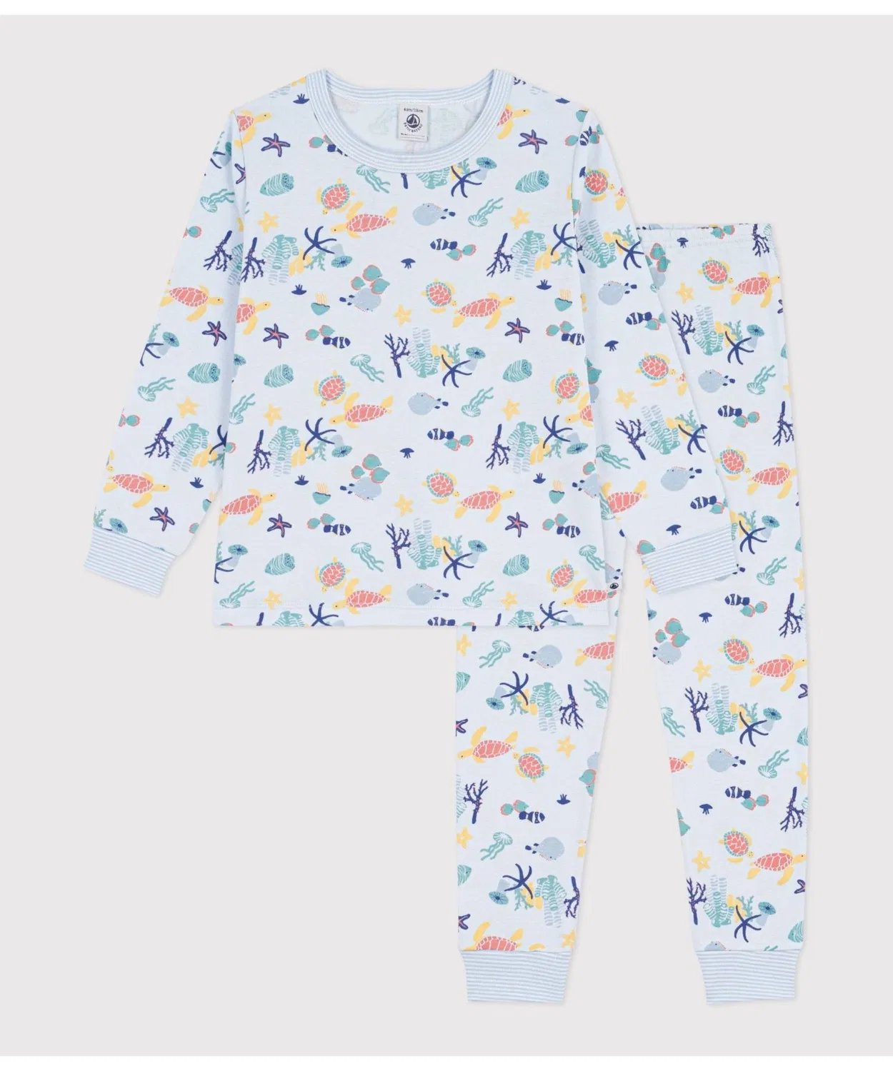 Детская пижама с длинным рукавомс принтом PETIT BATEAU, Light Blue