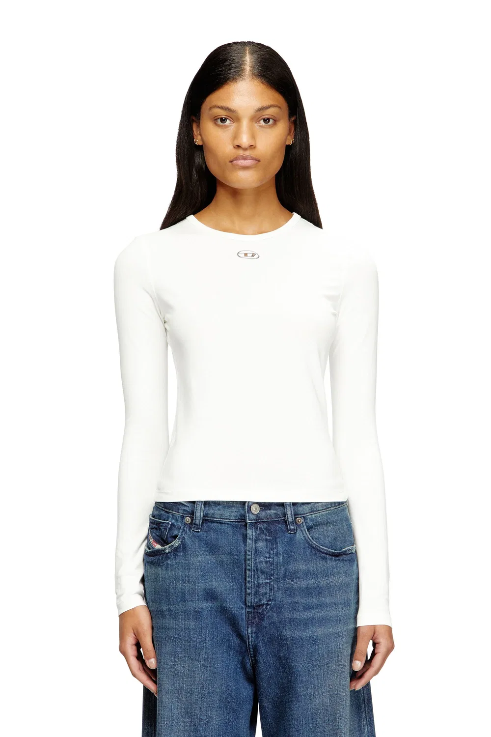 Женский свитшот с длинным рукавом с логотипом Oval D Diesel, White