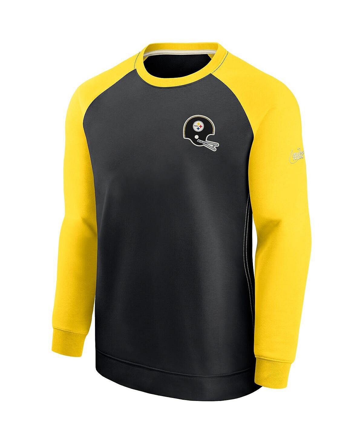 Мужской черный с золотым свитер pittsburgh steelers historic crew performance с регланом Nike, мульти — фото 4