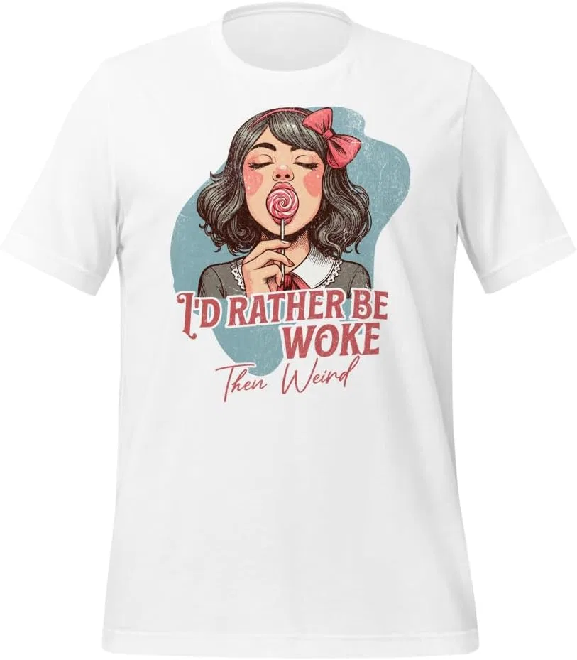 Футболка с принтом I'd rather be woke then weird 3001, White