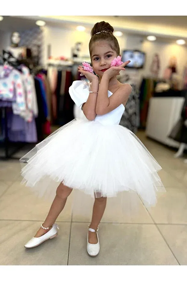 Детское платье для девочек с вышивкой Adalya Butik, White