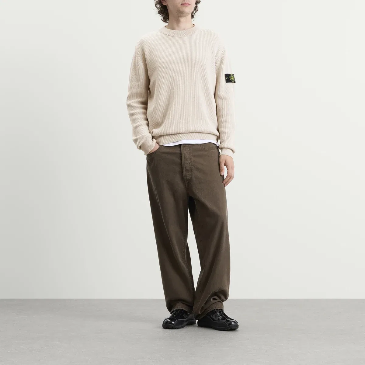 Джемпер из рифленого органического хлопка Stone Island, Sand — фото 4