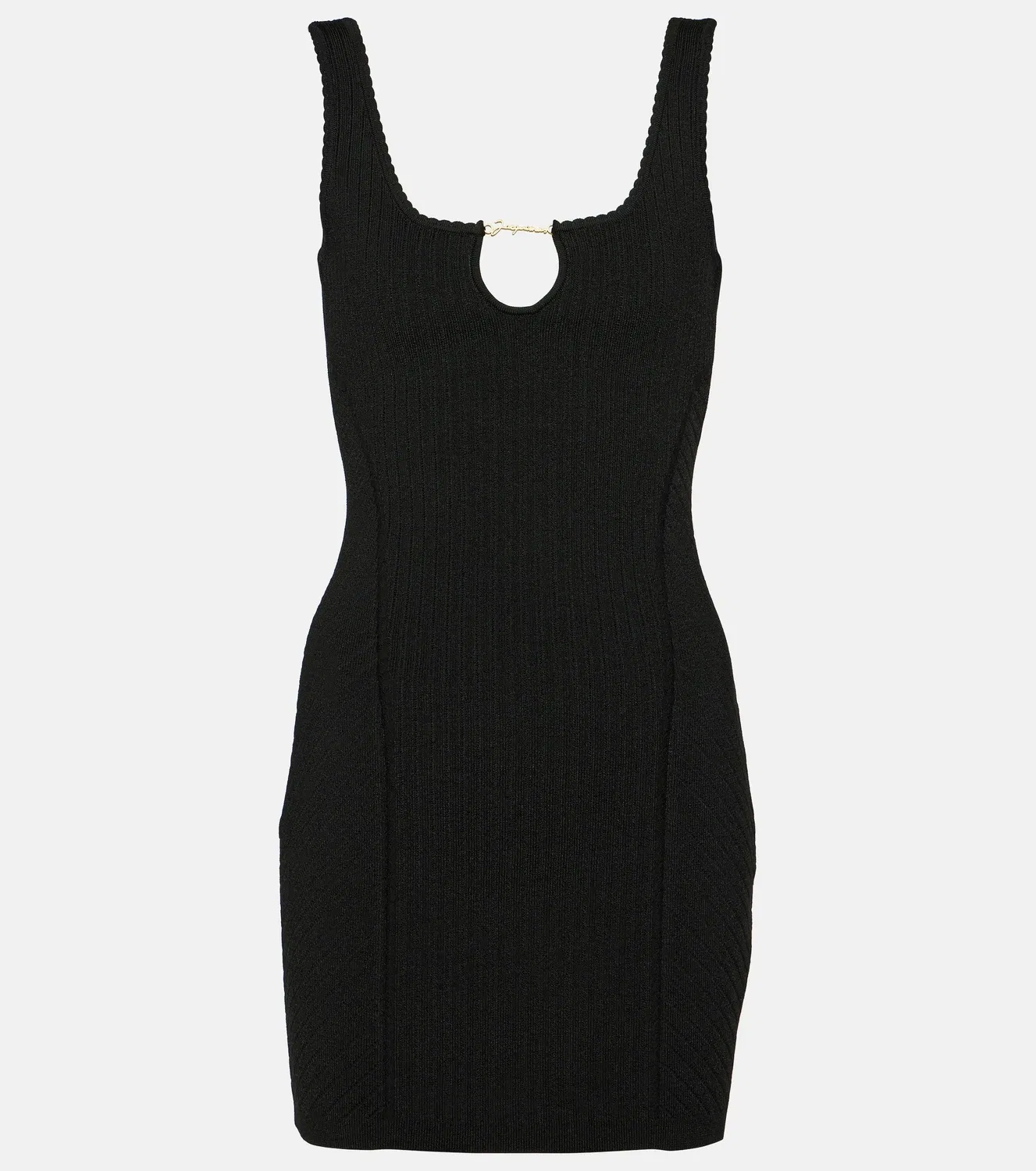 Вязаное мини-платье с вырезом La Mini Robe Sierra Jacquemus, черный