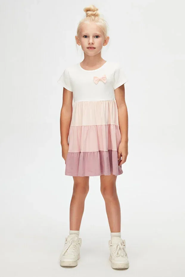 Детское платье для девочек с принтом Lovetti, Ecru + Rose Dry