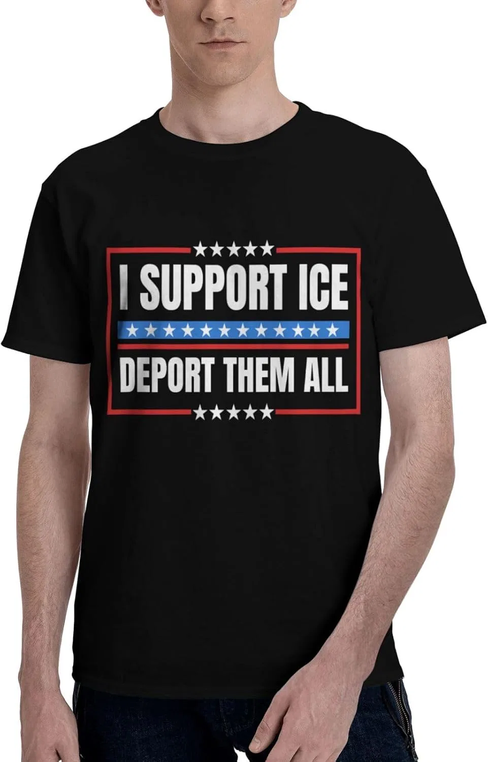 Мужская футболка с принтом I Support Ice Shirt Deport Them All Illegals, Black — фото 2
