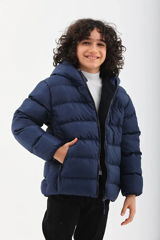 Детская зимняя куртка для мальчиков и девочек с капюшоном Roba Kids, Navy Blue — фото 2