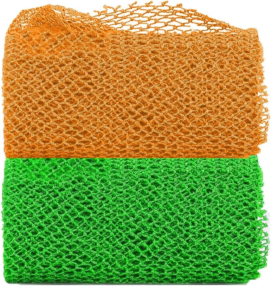 Мочалка для душа African Net Sponge, VAVAXJHM, 2 шт, 160 см, Green and Orange