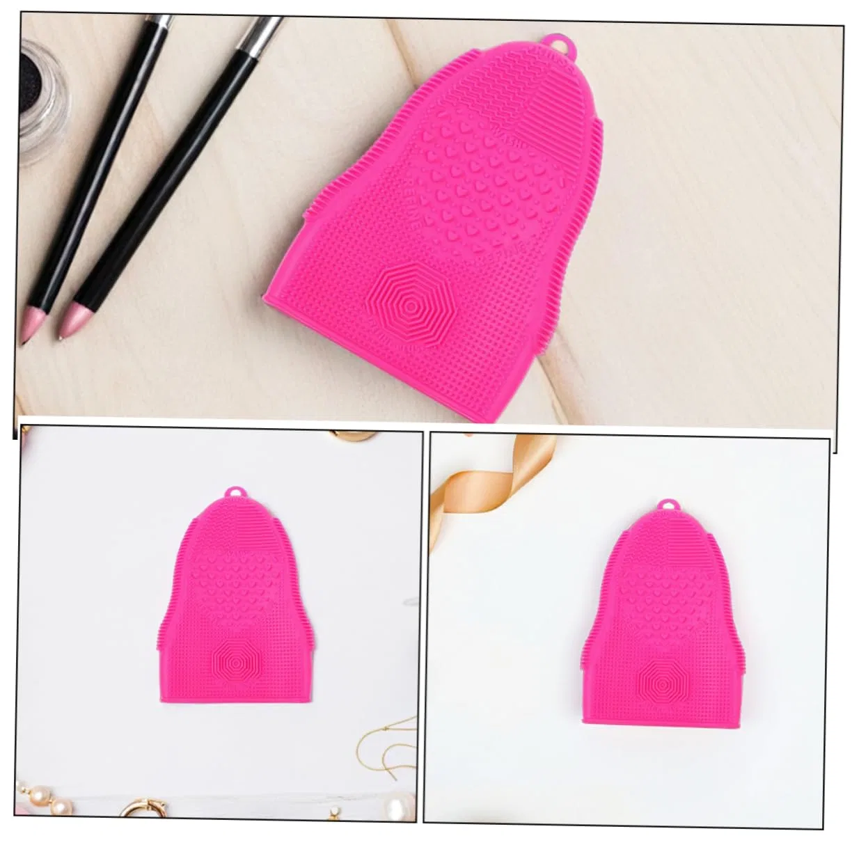 Силиконовая подушечка для очищения кистей, FOMIYES, 2 шт, 19x13x2 см, Розовый — фото 3