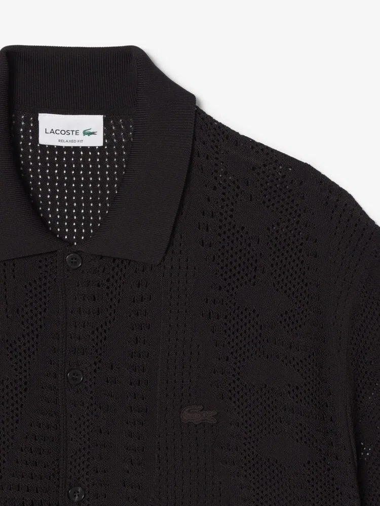 Кардиган из жаккардовой сетки с крокодилом LACOSTE, Antique Gold — фото 3