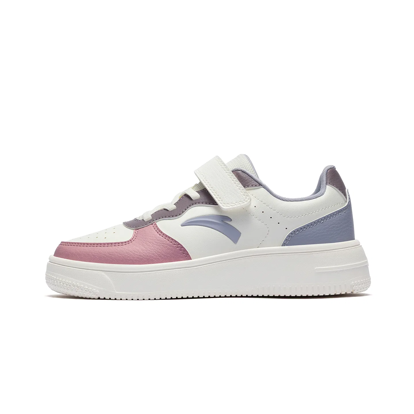 Детские кеды из искусственной кожи с принтом Antakids, Ivory White Lilac Pink Dust Purple-1